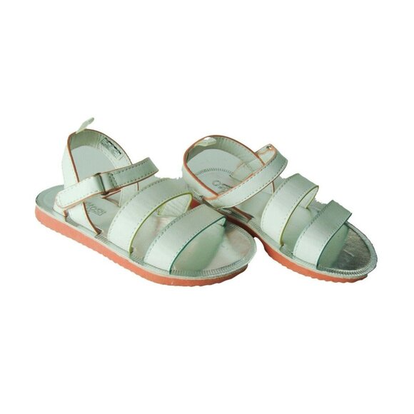 OshKosh Kids White Open-Toe Sandals With Adjustable Straps & Orange Sole - Picture 9 of 9